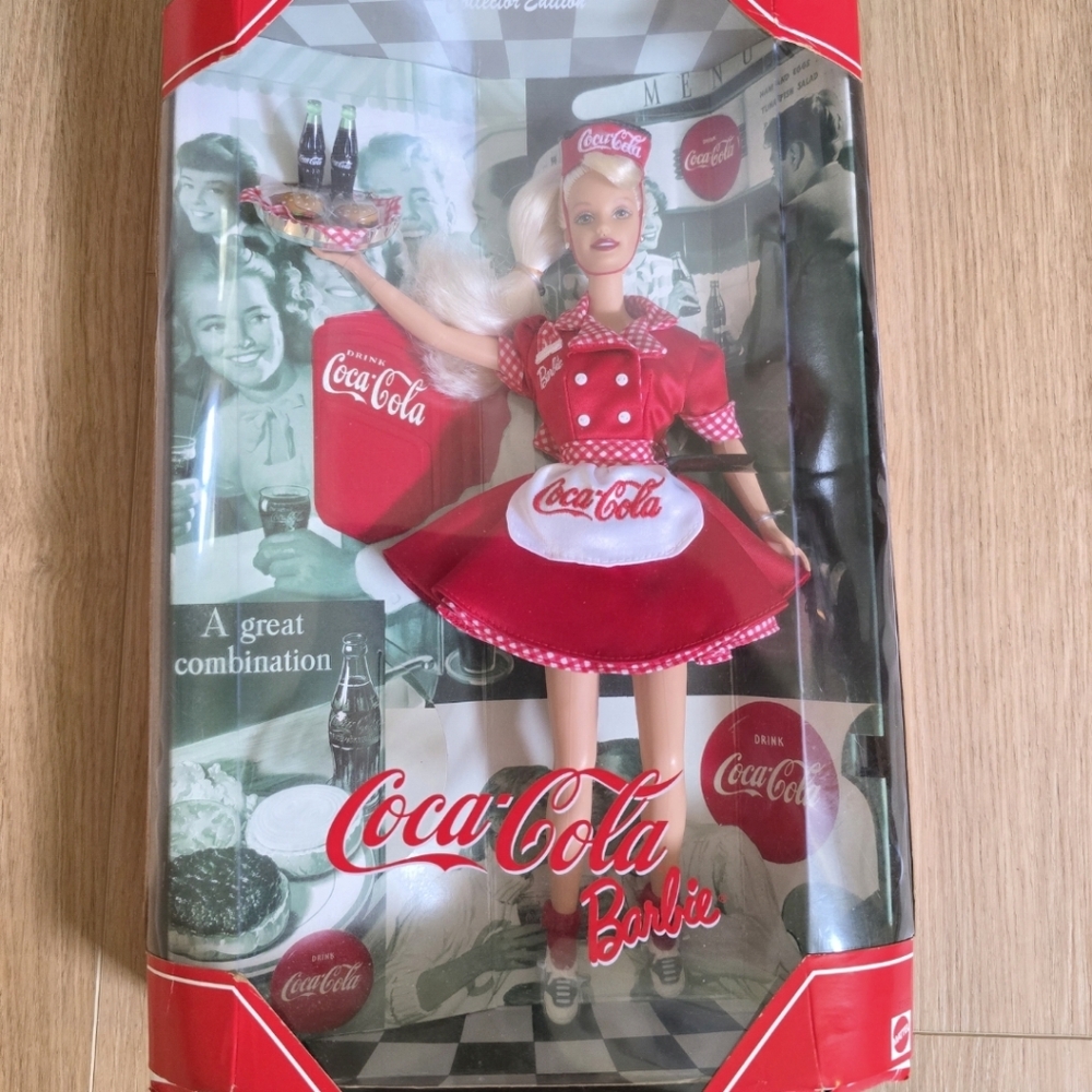 Vintage 1998 Collector Edition Coca-Cola Barbie Doll in Red Car Hop Outfit NIB
